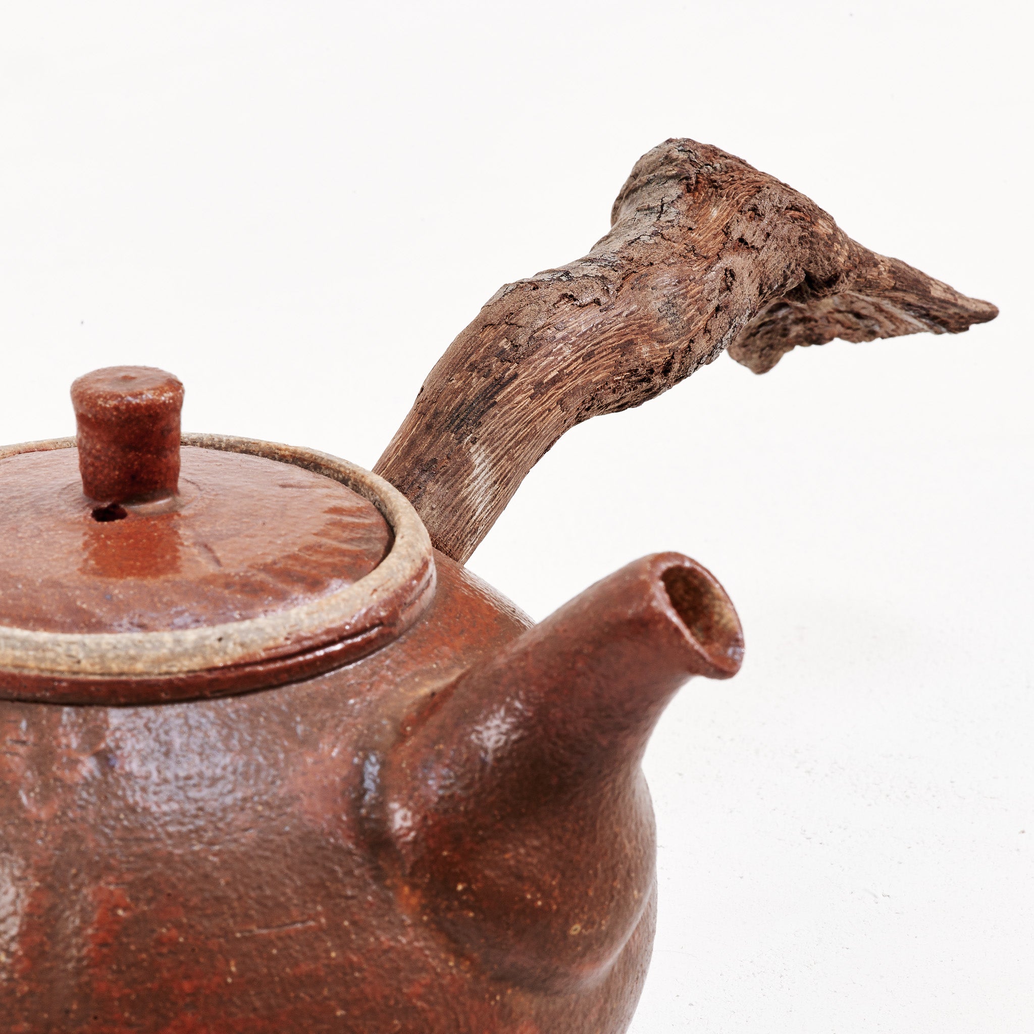 Wooden side handle teapot