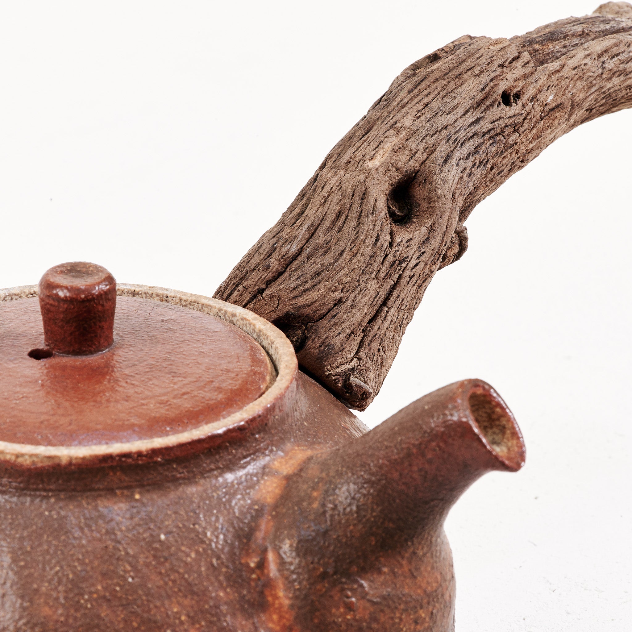 Wooden side handle teapot