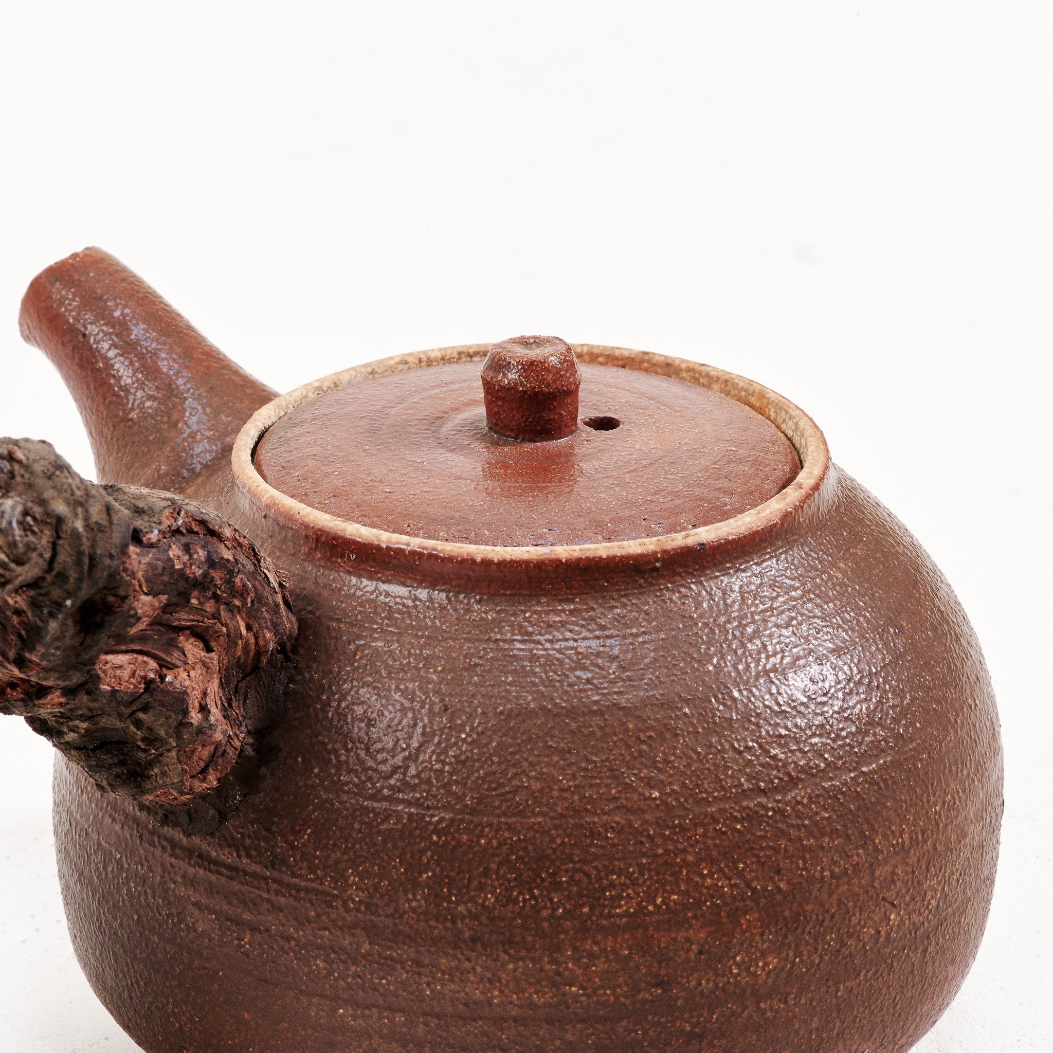 Wooden side handle teapot