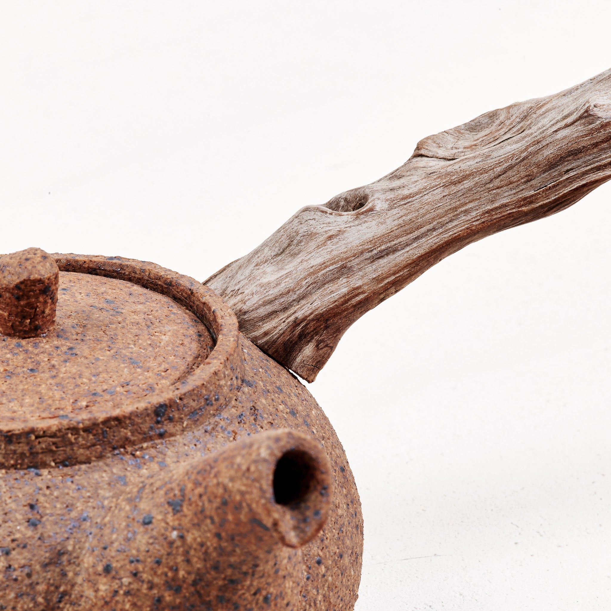 Wooden side handle teapot