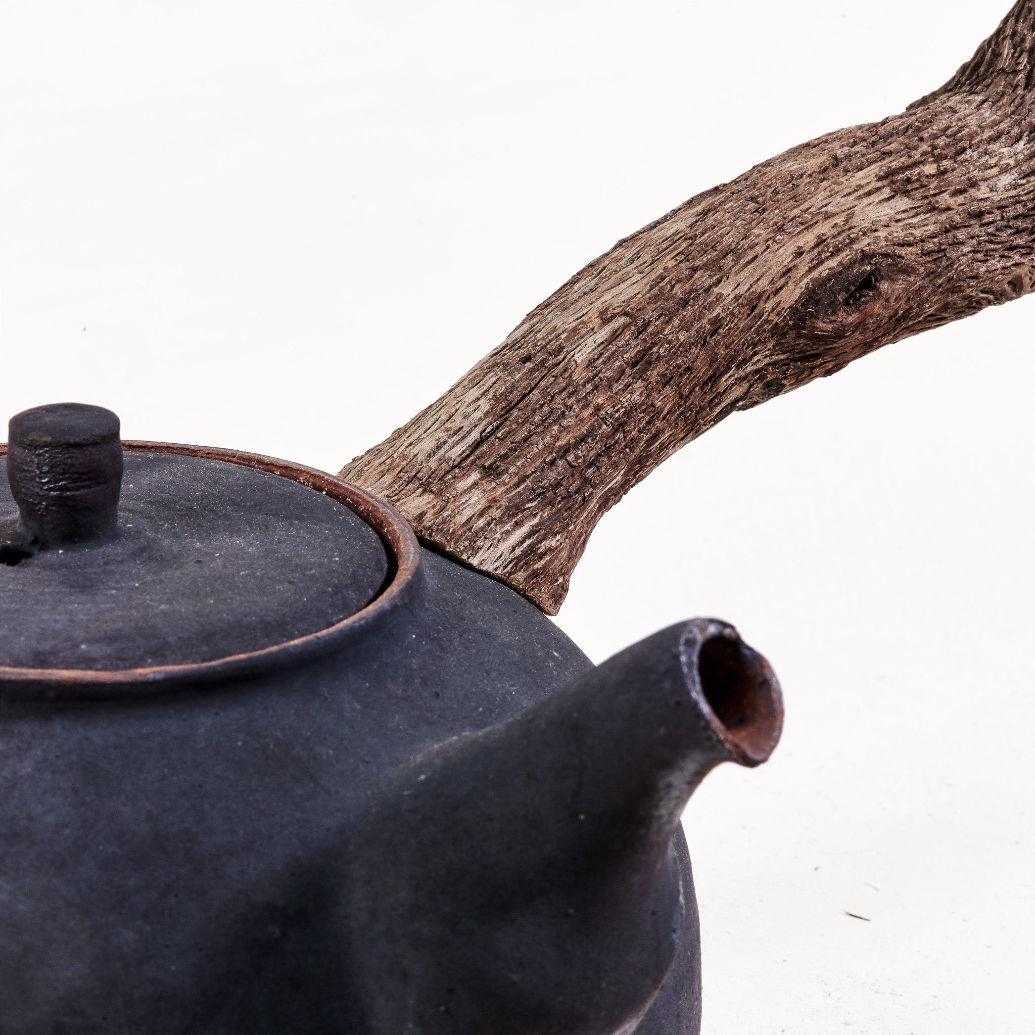 Wooden side handle flameware teapot
