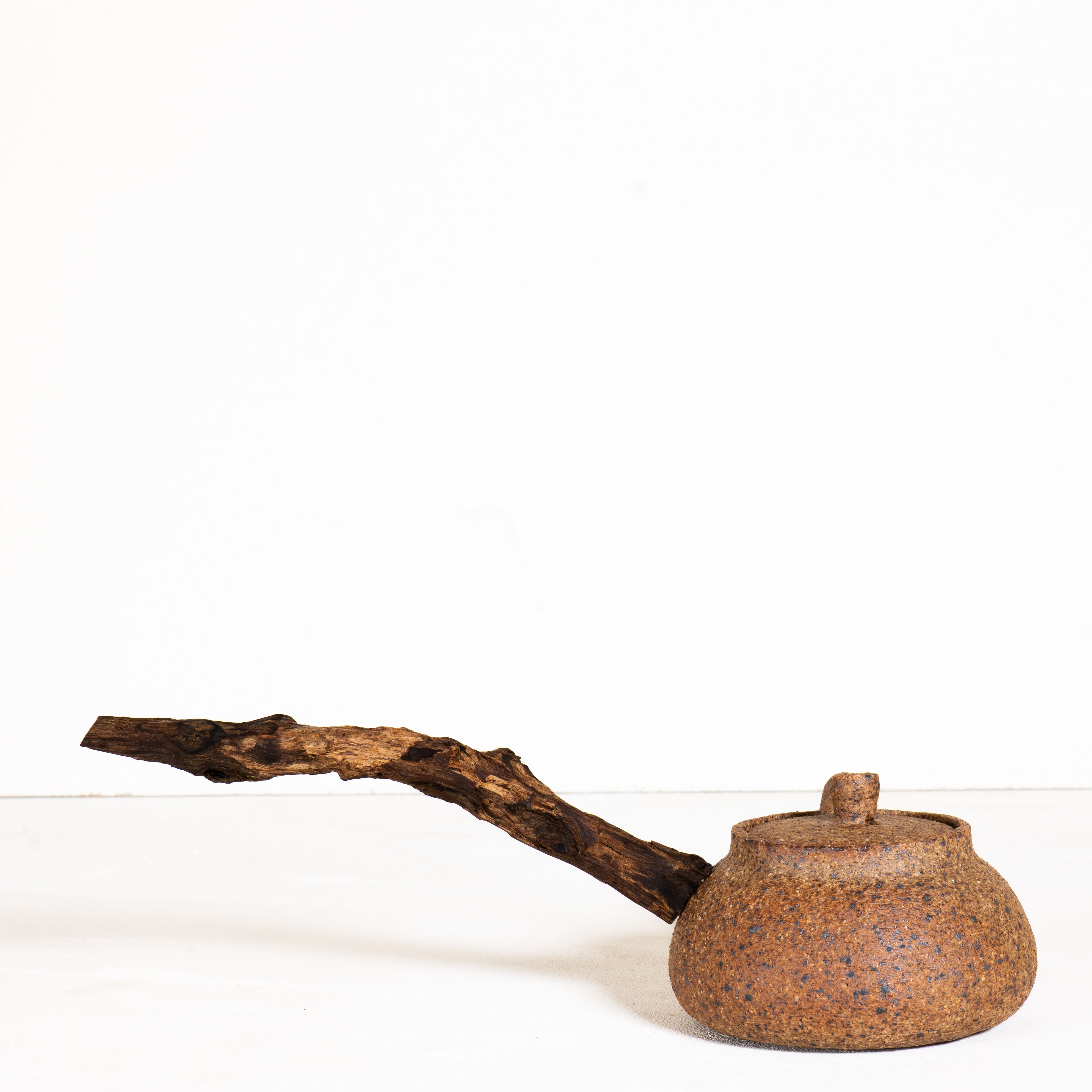 Wooden side handle teapot