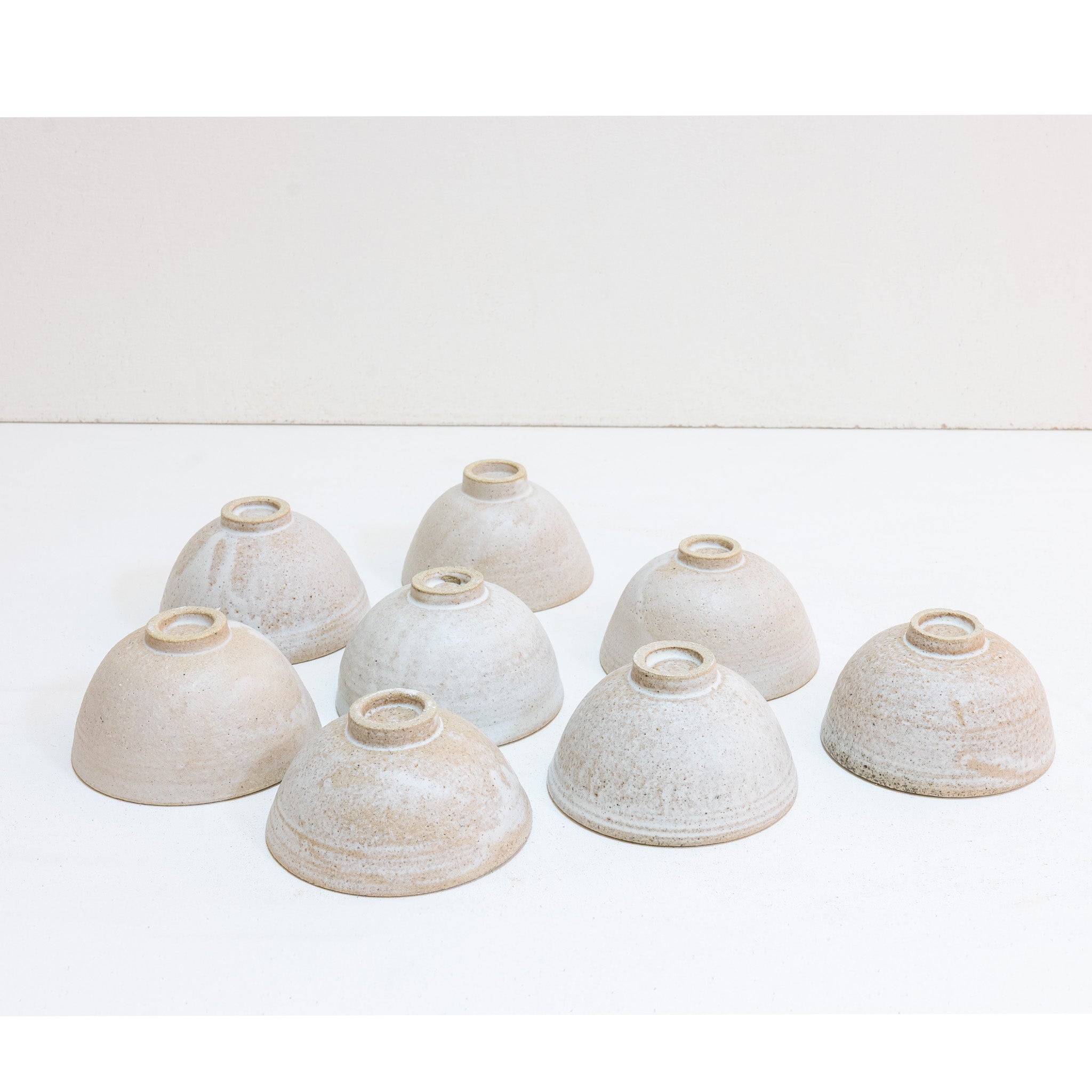 Set of 8 brutal white tea bowls