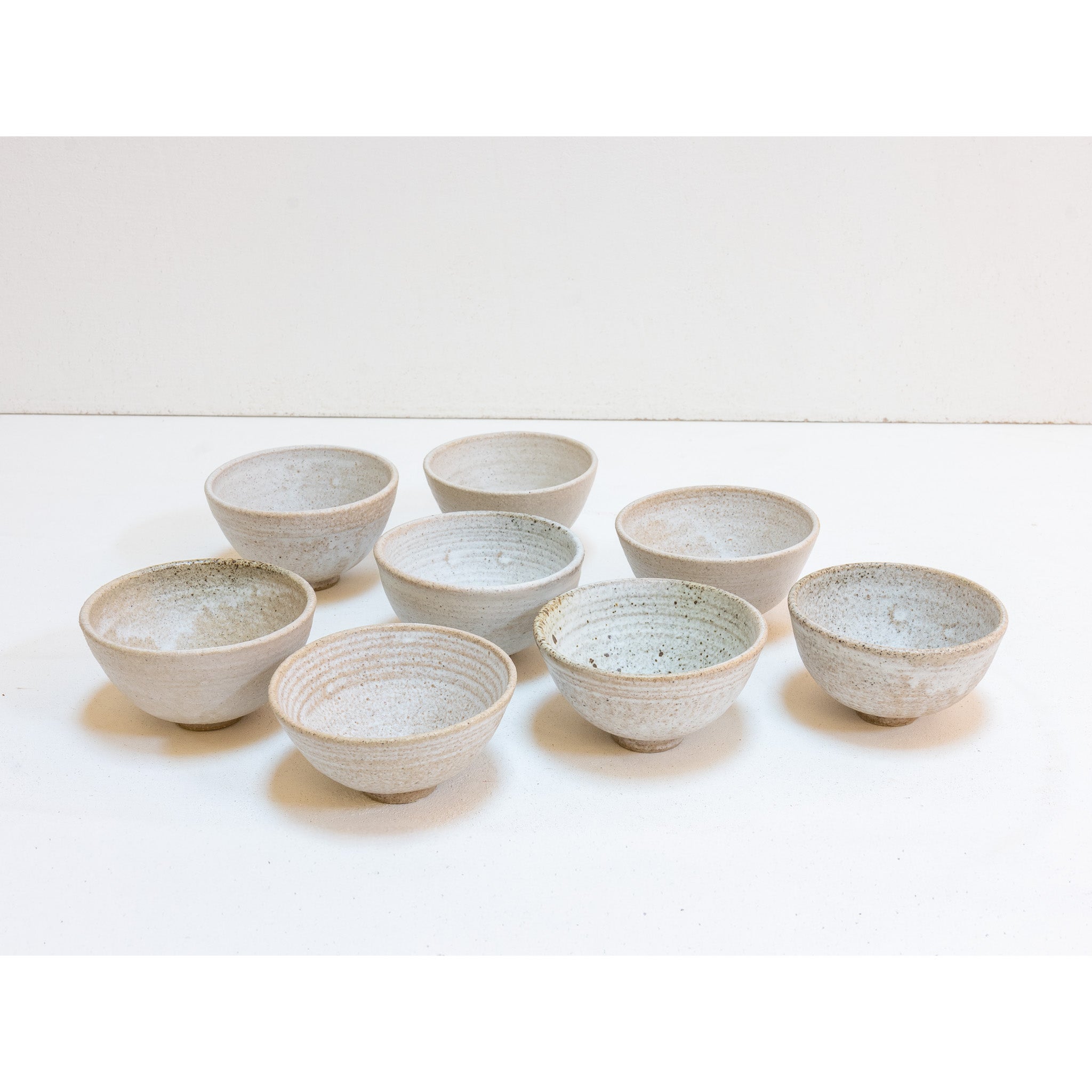 Set of 8 brutal white tea bowls