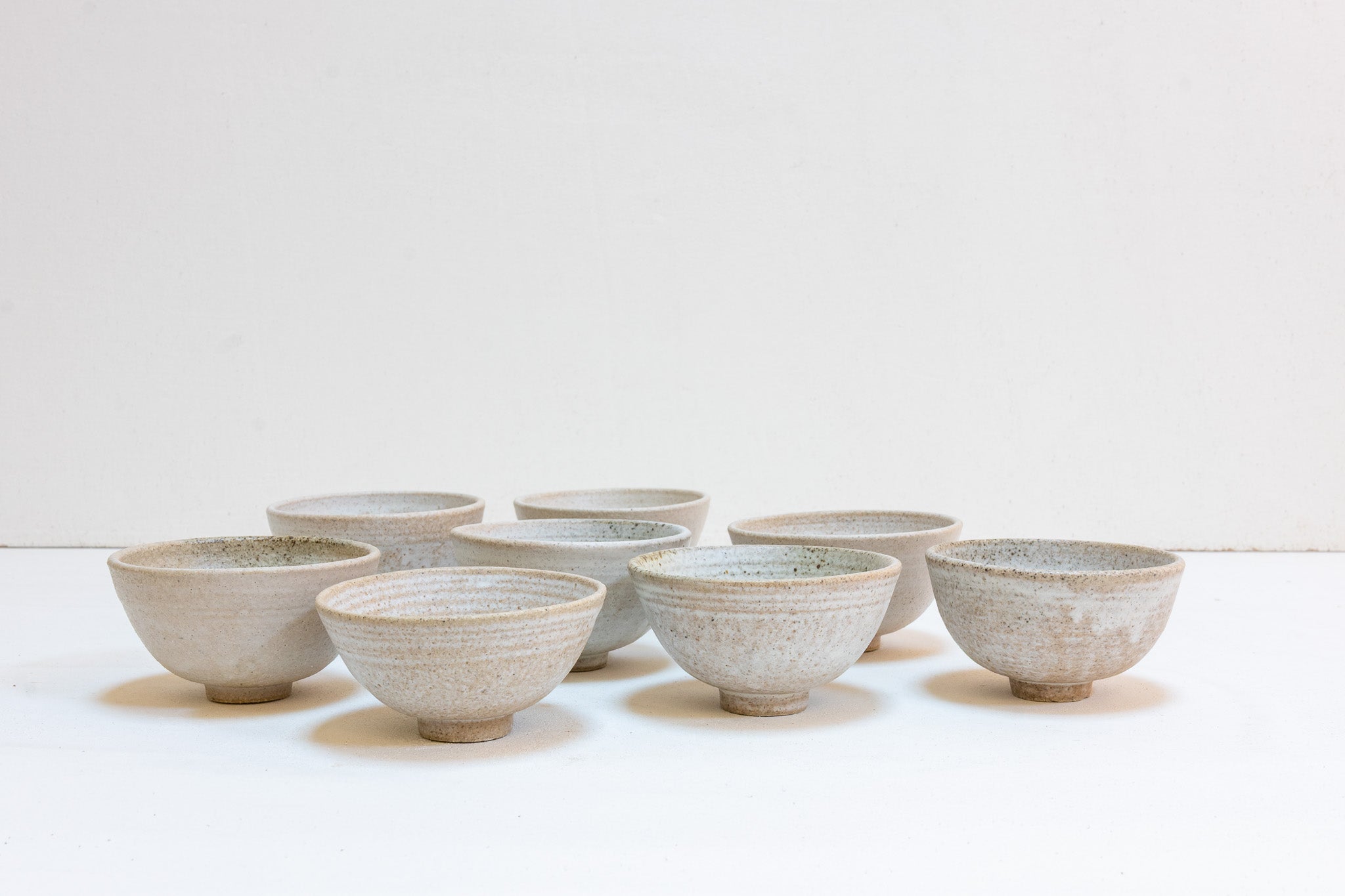Set of 8 brutal white tea bowls