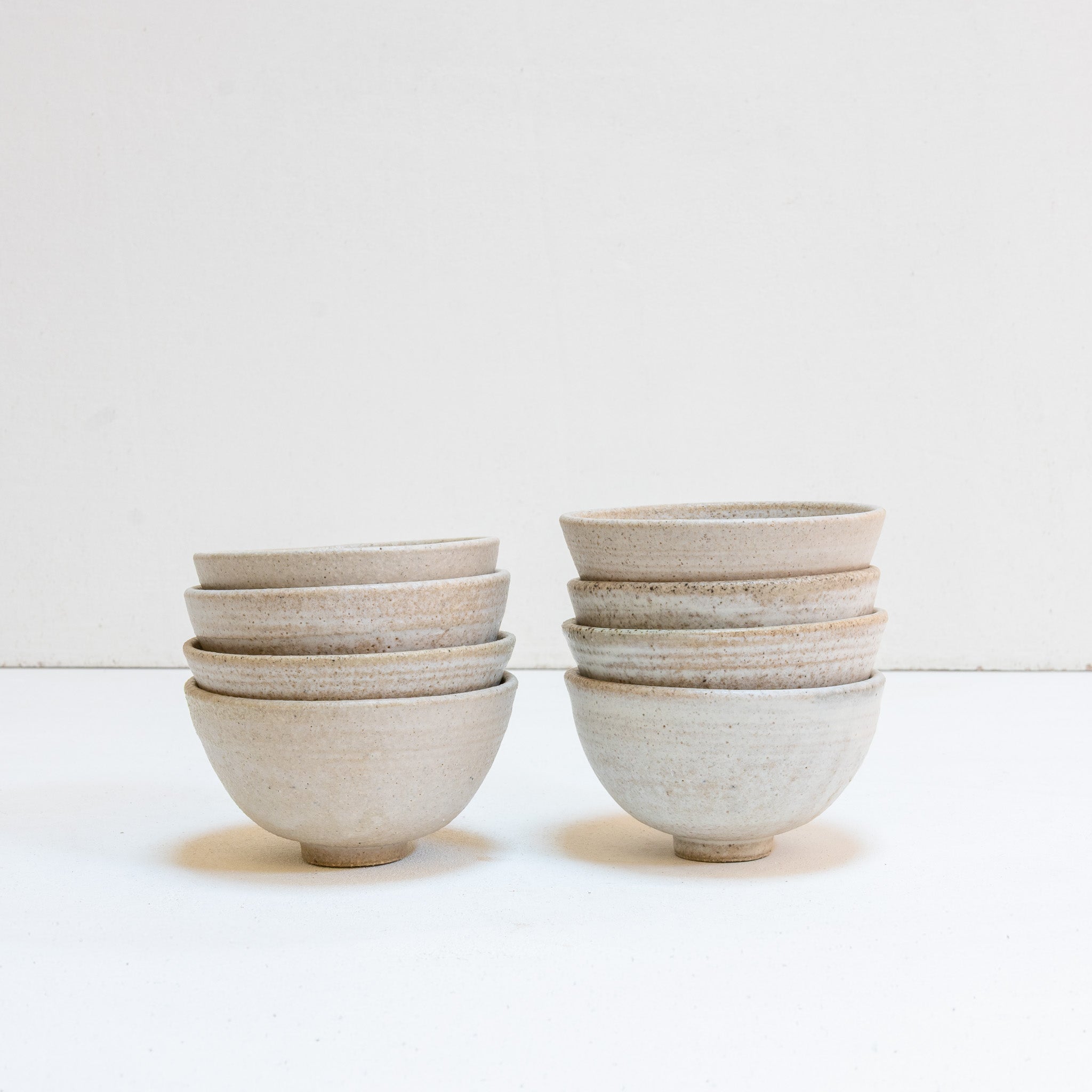 Set of 8 brutal white tea bowls