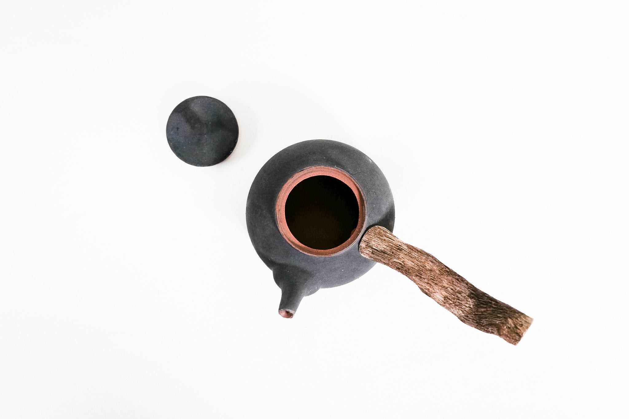 Wooden side handle flameware teapot