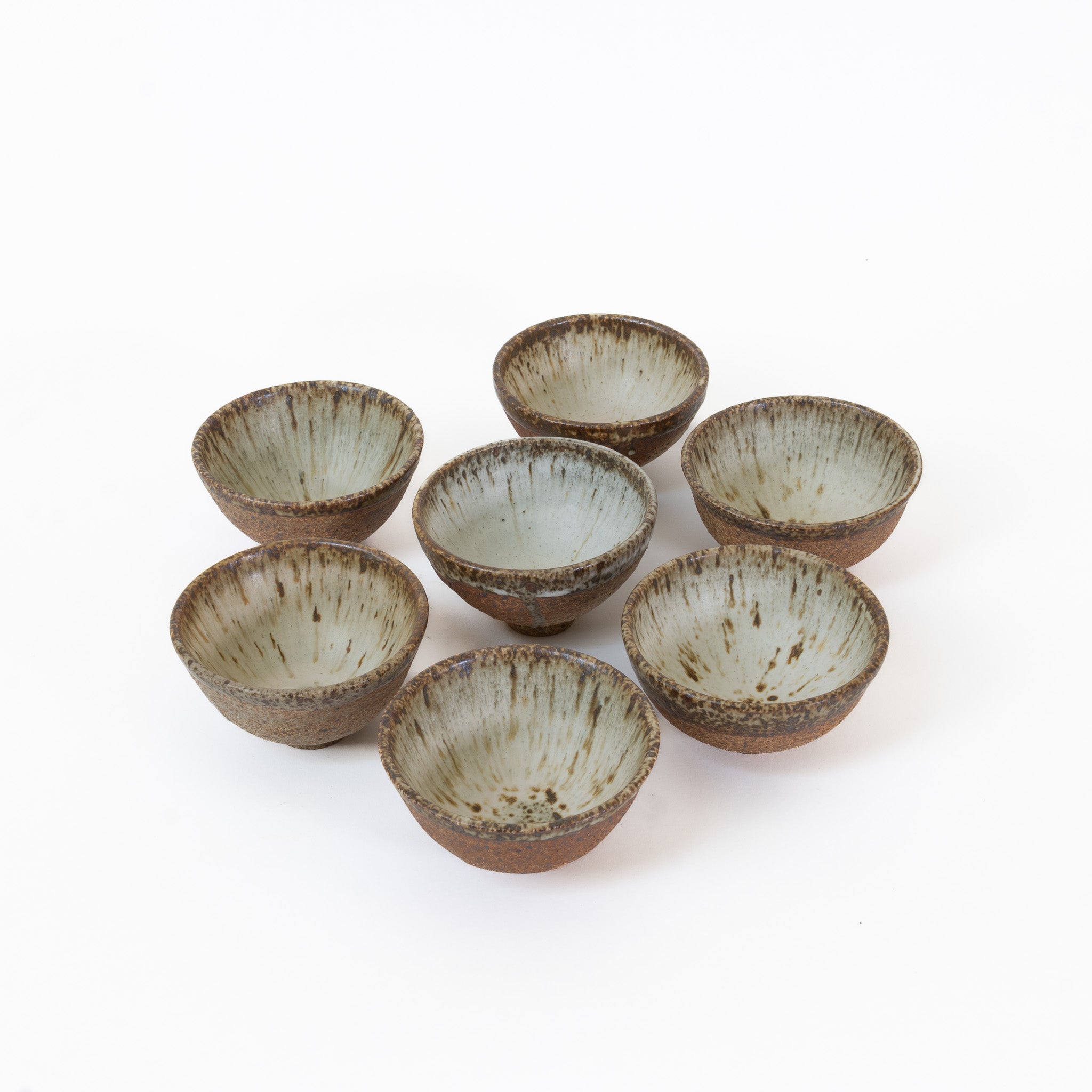 Unique set of 7 speckled exterior, quail egg interior