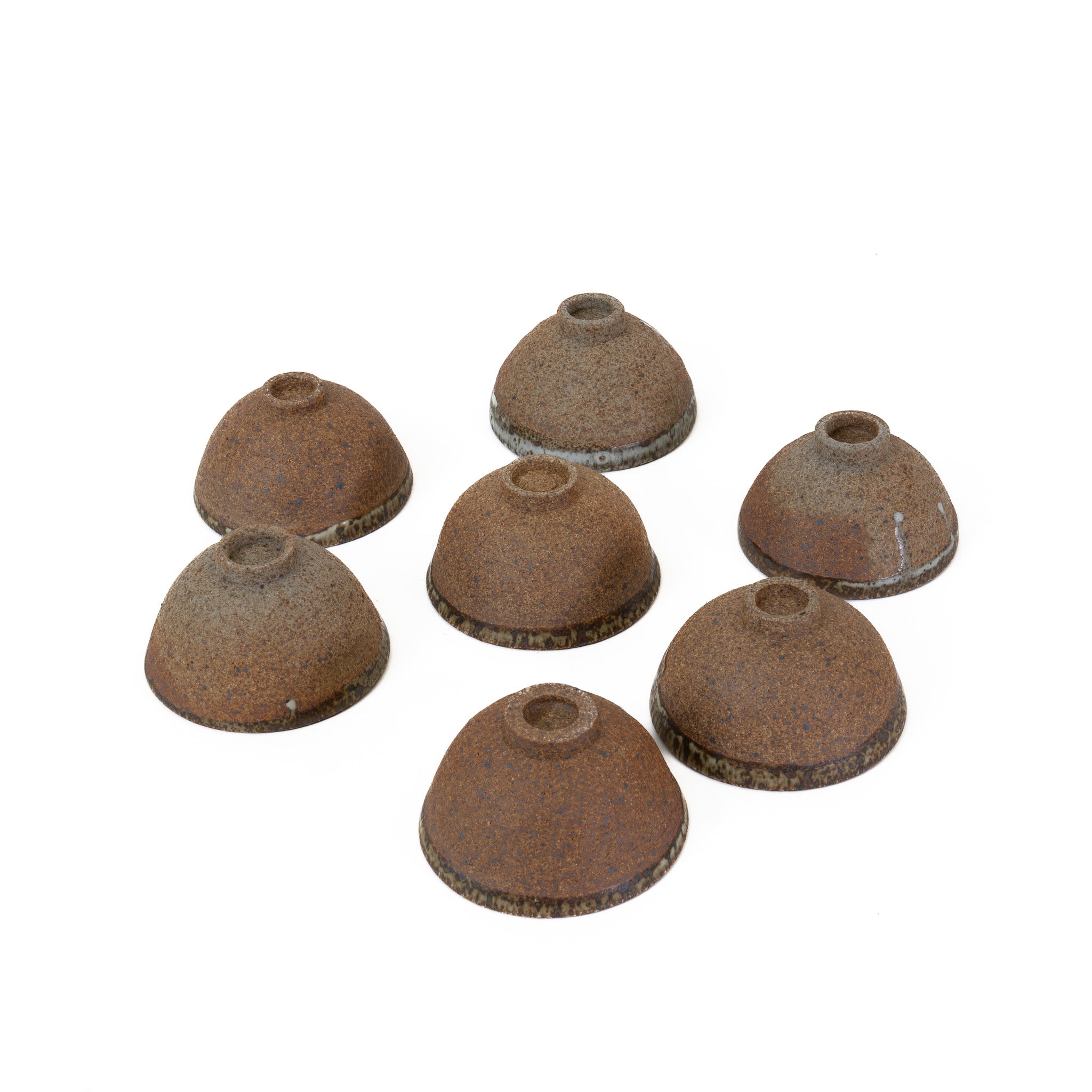 Unique set of 7 speckled exterior, quail egg interior