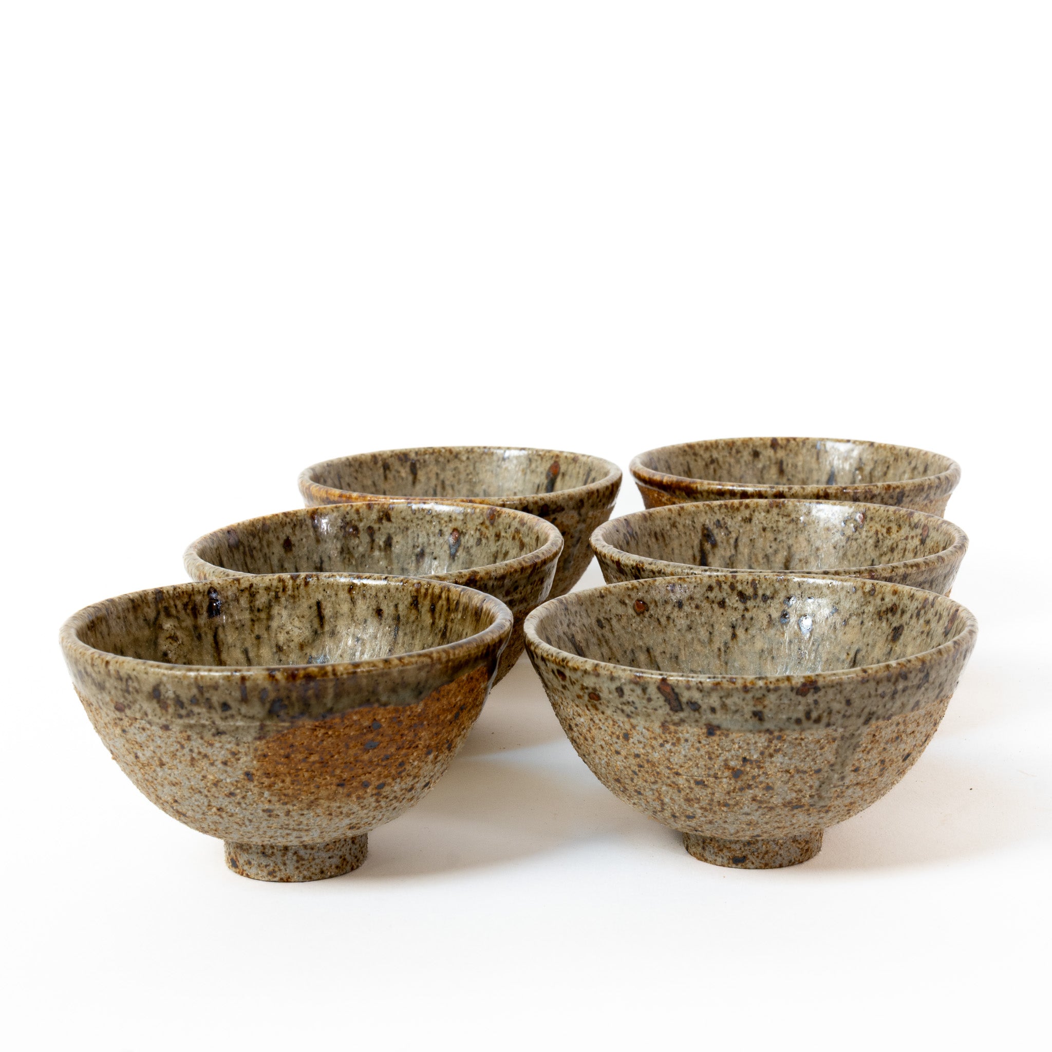 Unique set of 6 speckled exterior, quail egg interior
