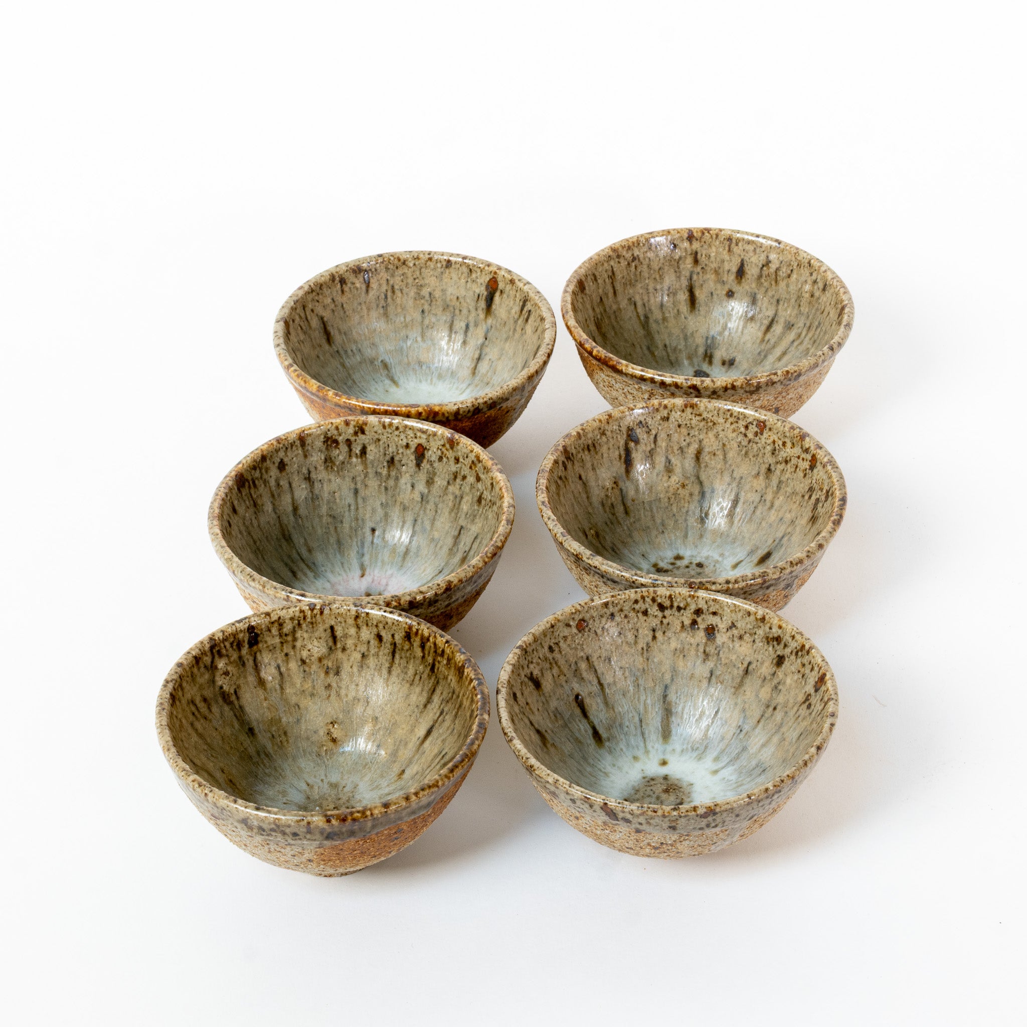 Unique set of 6 speckled exterior, quail egg interior