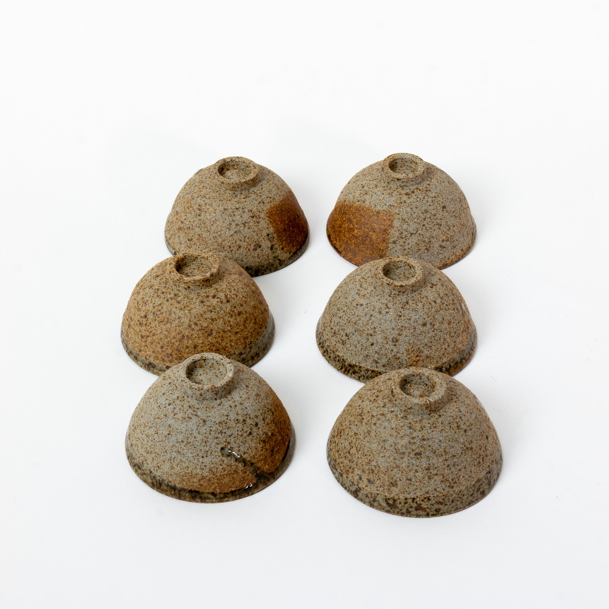 Unique set of 6 speckled exterior, quail egg interior