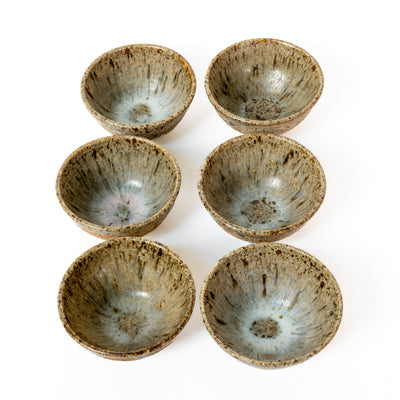 Unique set of 6 speckled exterior, quail egg interior