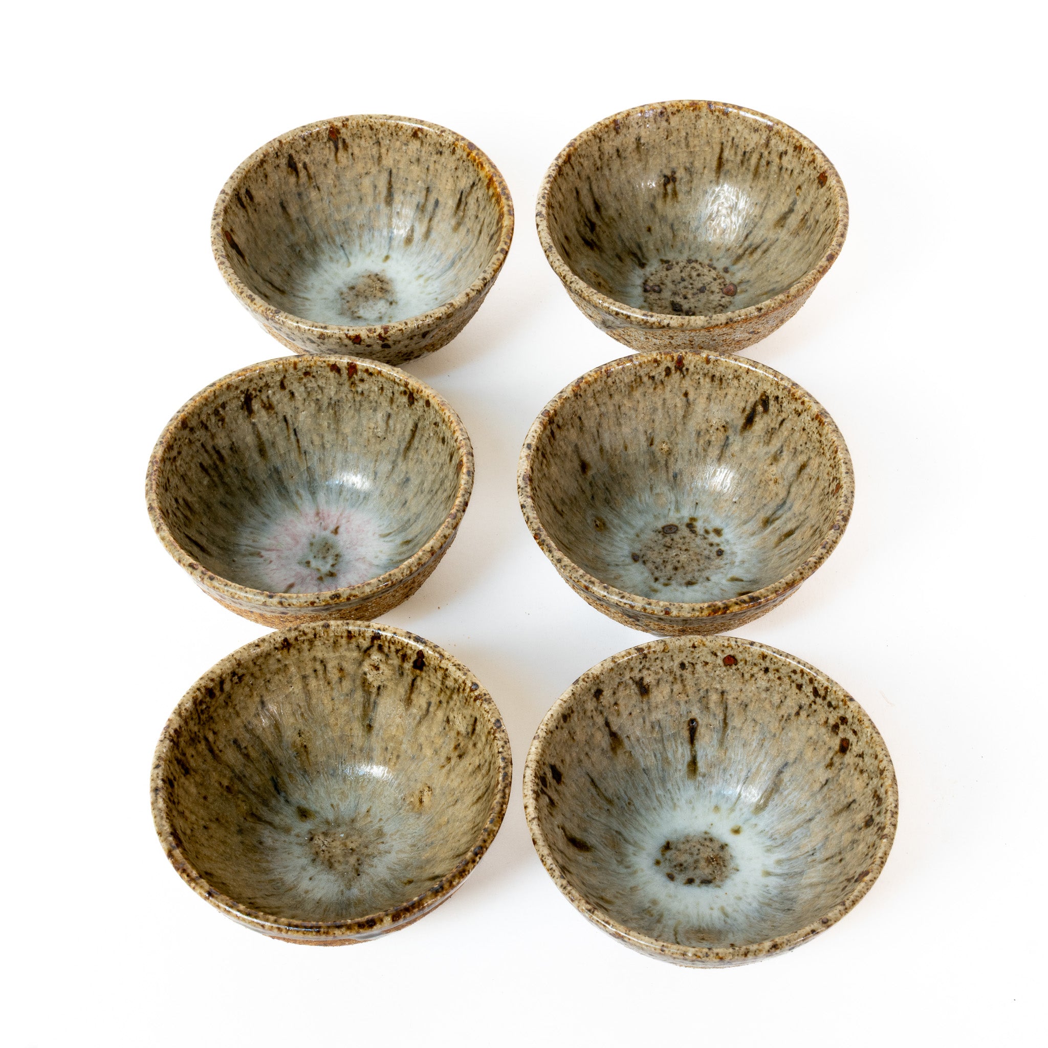 Unique set of 6 speckled exterior, quail egg interior
