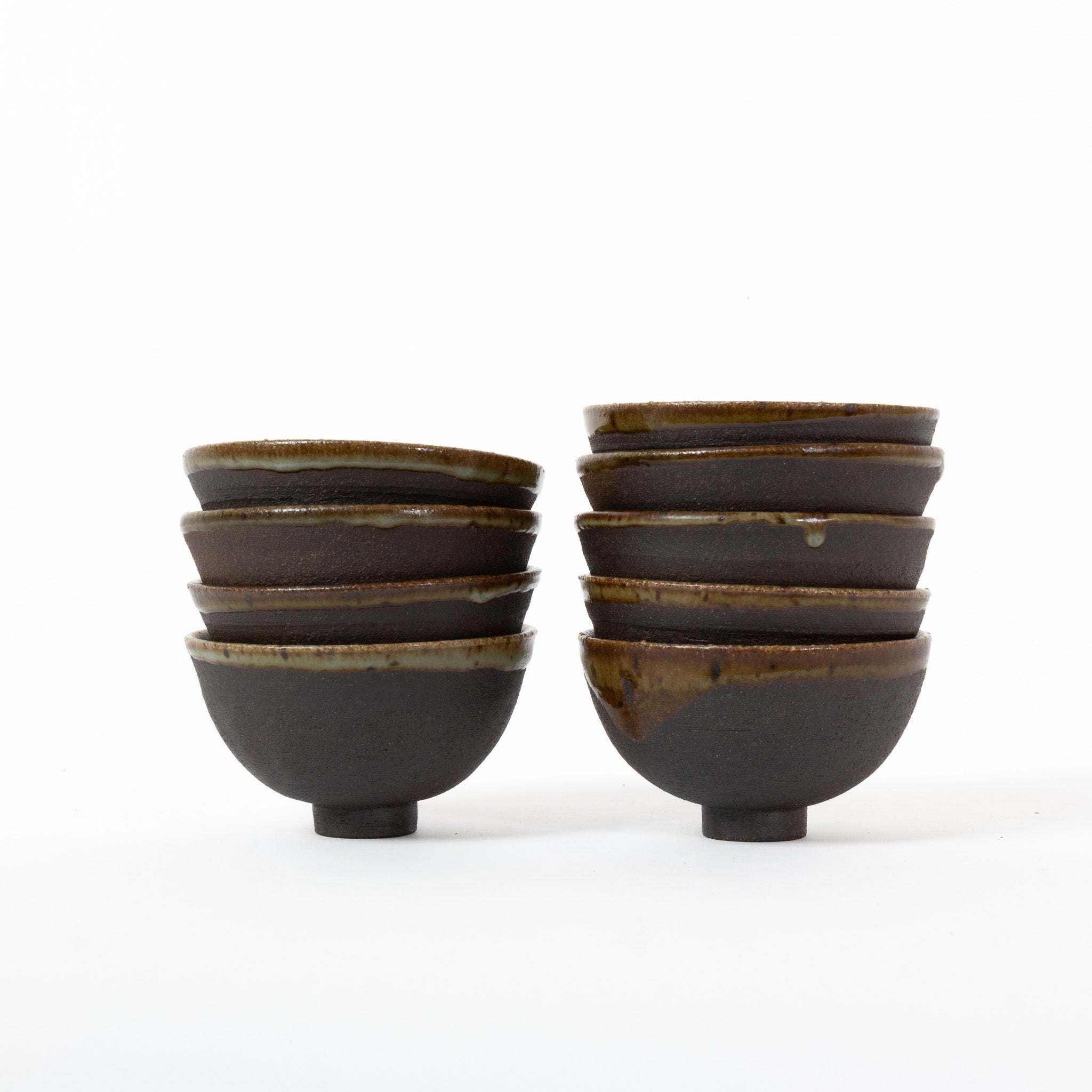 Unique set of 9 black exterior, golden olive interior.