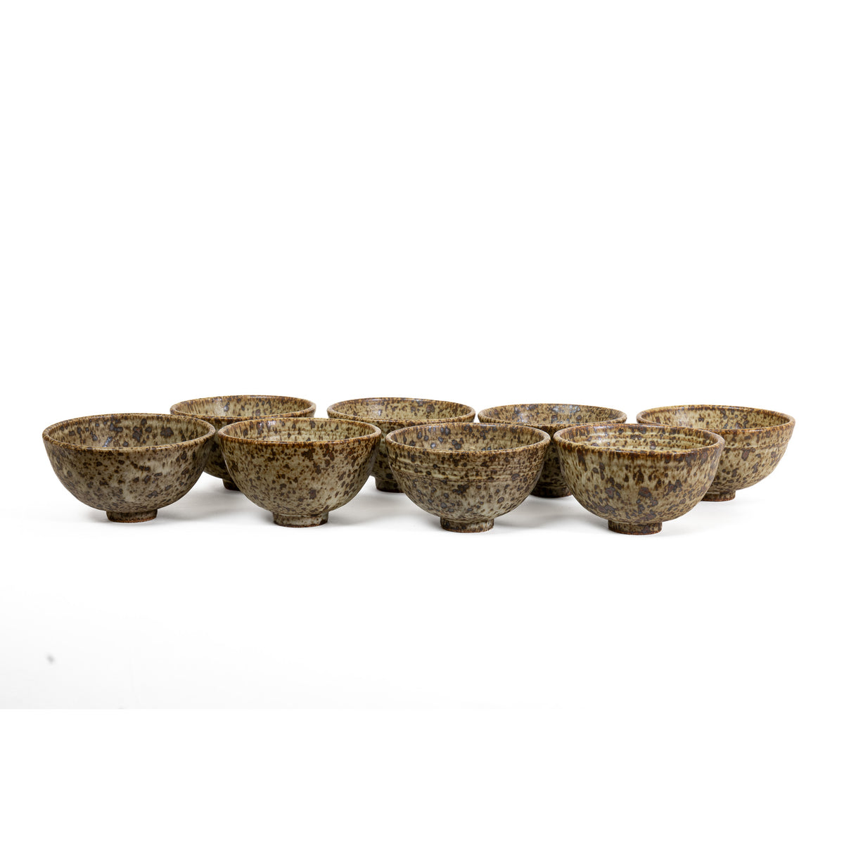 Unique set of 8 speckled quail egg bowls