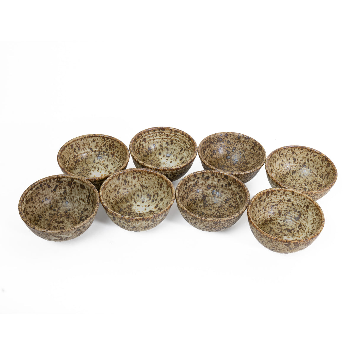 Unique set of 8 speckled quail egg bowls