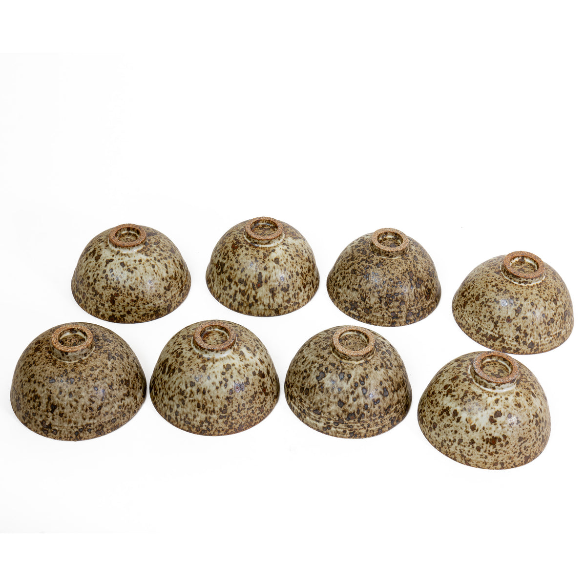 Unique set of 8 speckled quail egg bowls