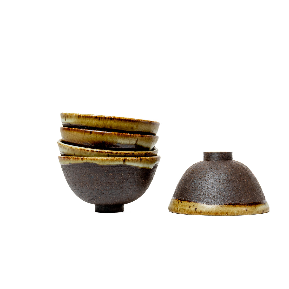Unique set of 5 creek stone bowls