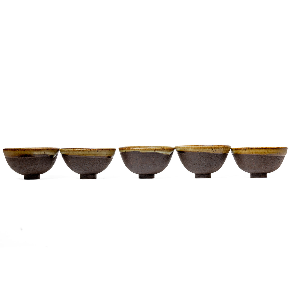 Unique set of 5 creek stone bowls
