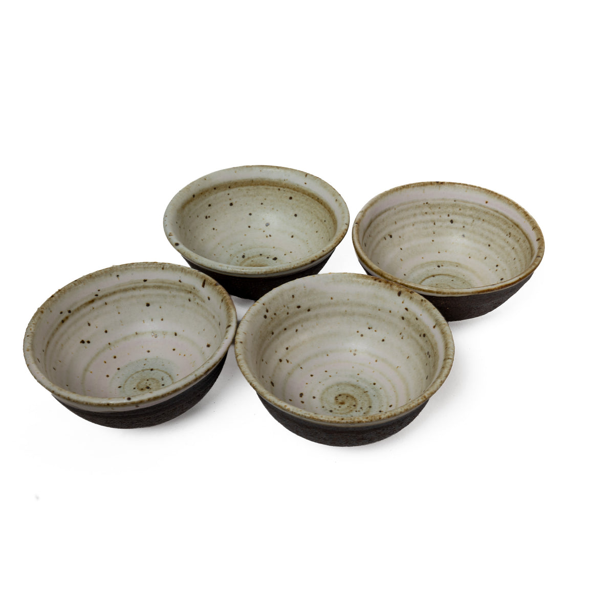 Set of 4 unique black and white bowls