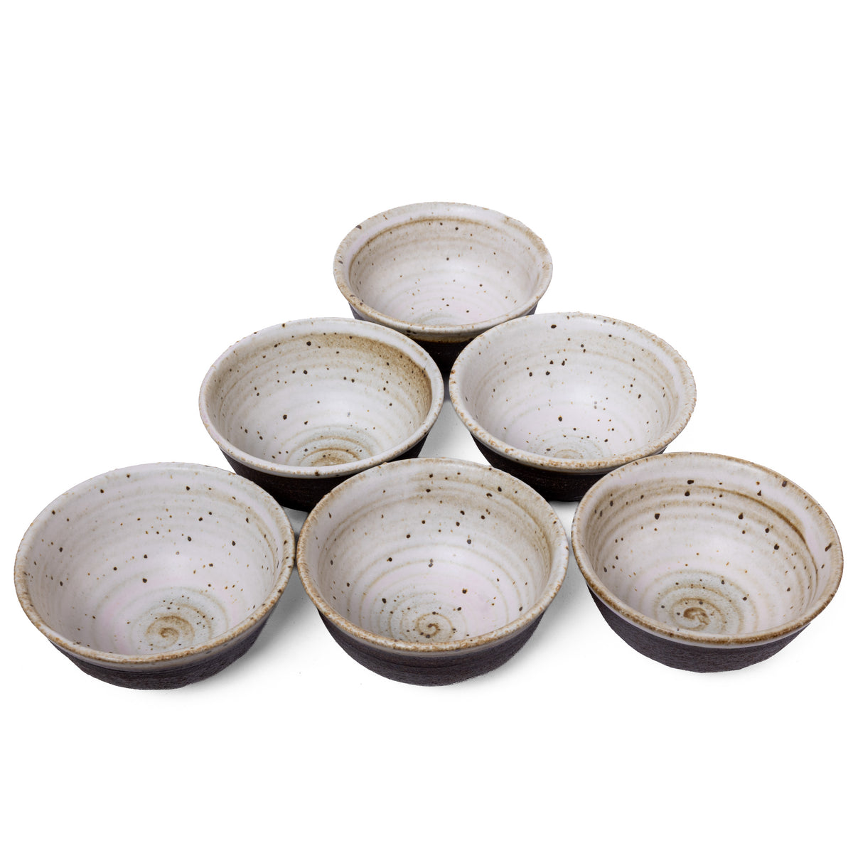 Set of 6 unique black and white bowls