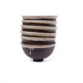 Set of 6 unique black and white bowls