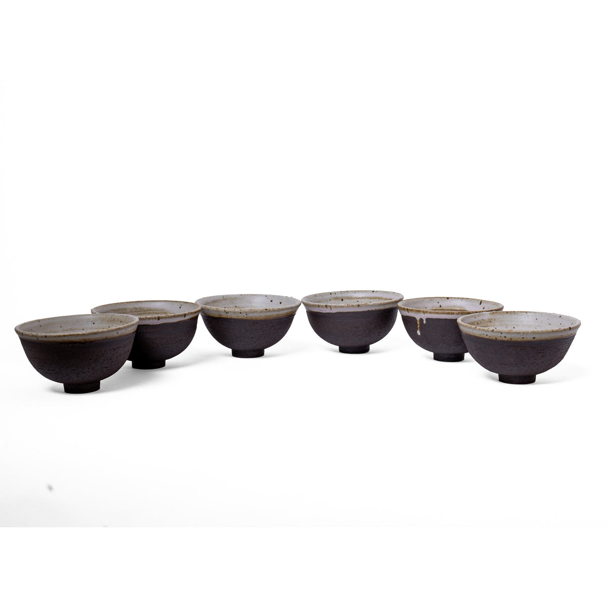 Set of 6 unique black and white bowls