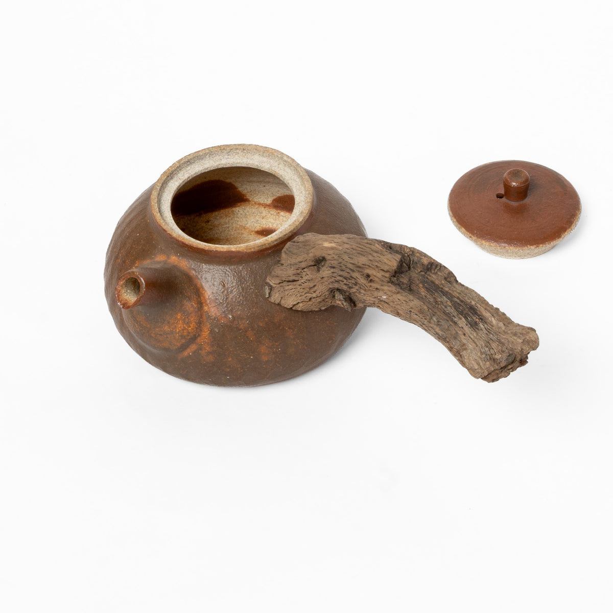 Wooden side handle teapot