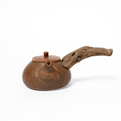Wooden side handle teapot
