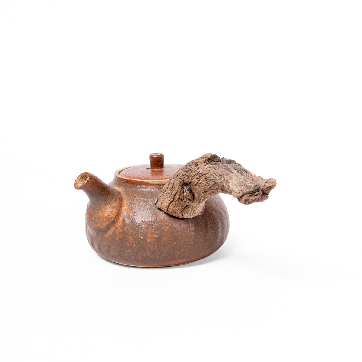Wooden side handle teapot