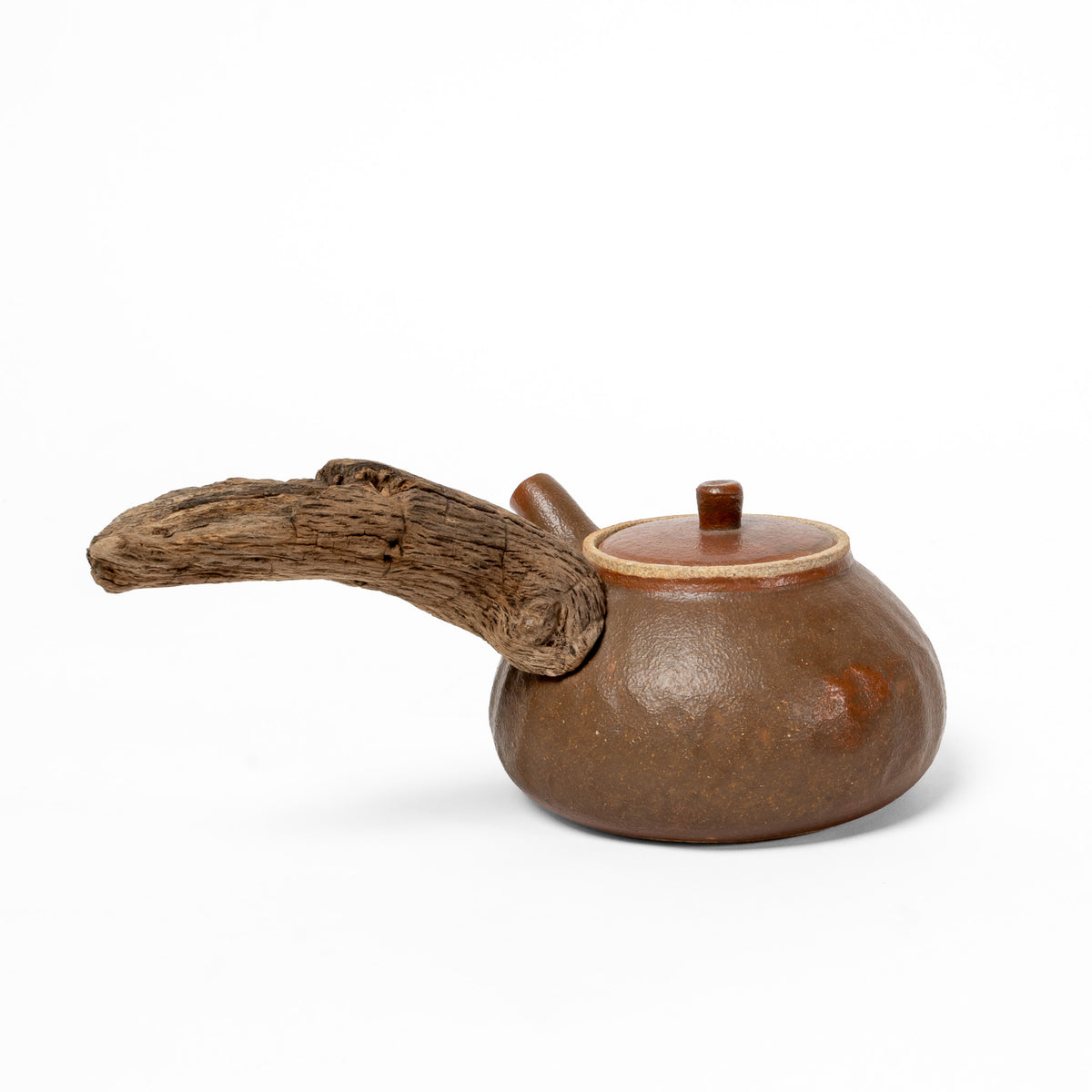 Wooden side handle teapot