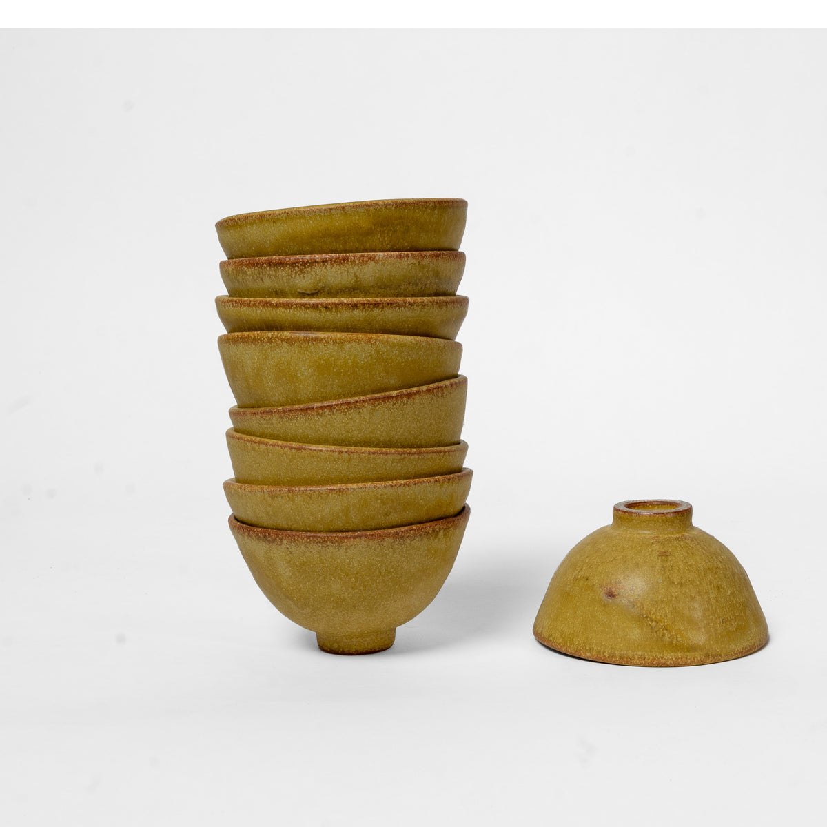Set of nine small tea bowls in Golden Petal Finish