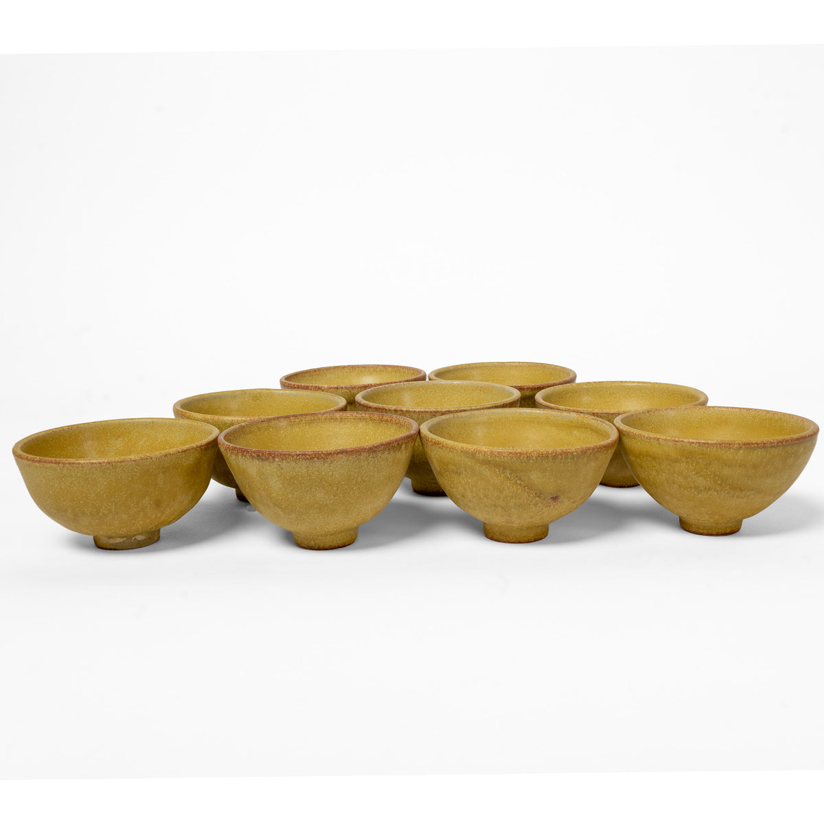Set of nine small tea bowls in Golden Petal Finish