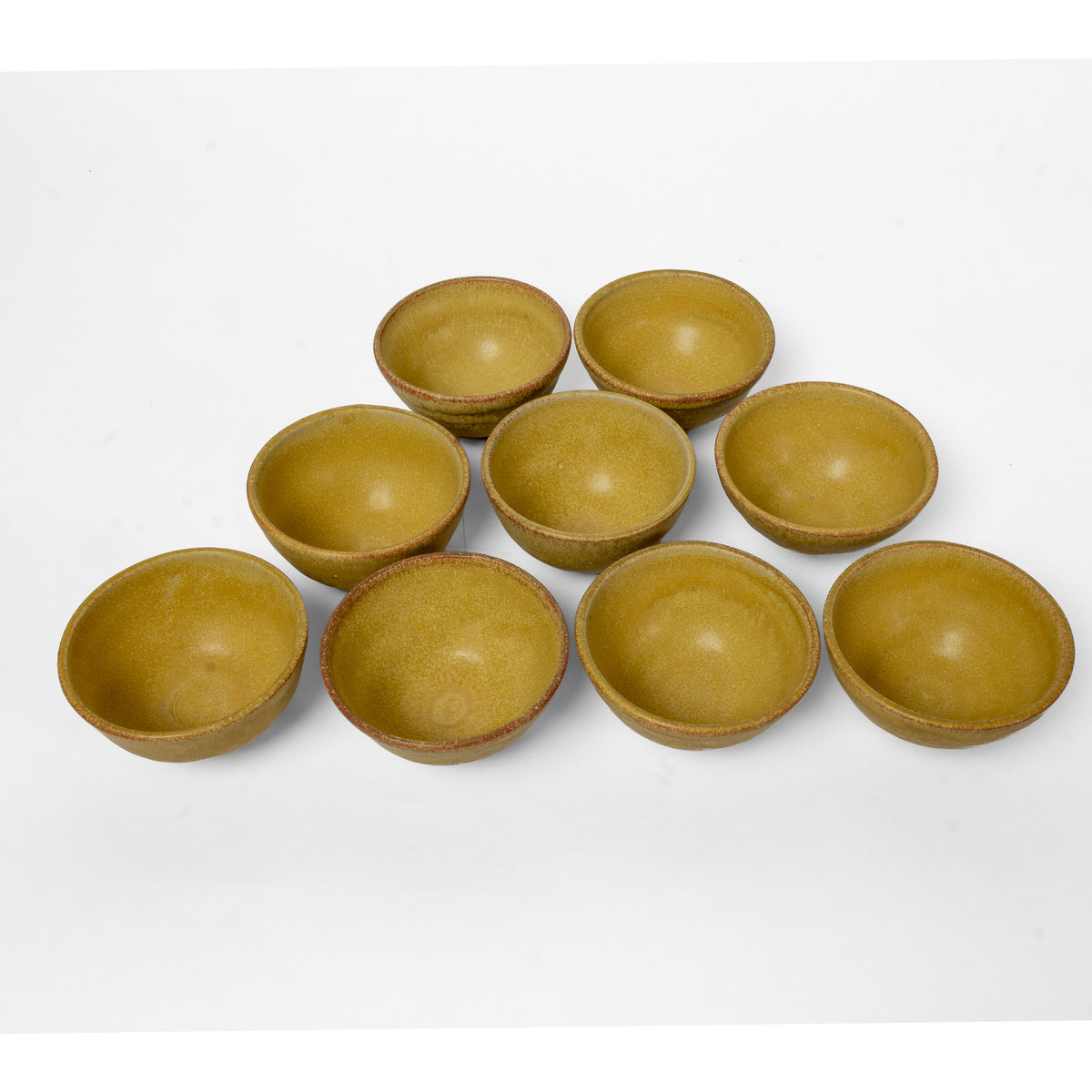 Set of nine small tea bowls in Golden Petal Finish
