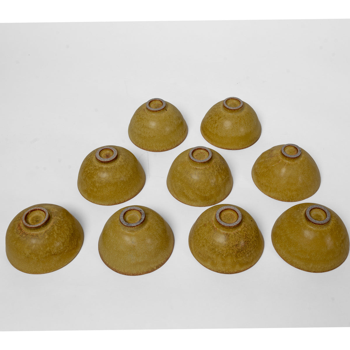 Set of nine small tea bowls in Golden Petal Finish
