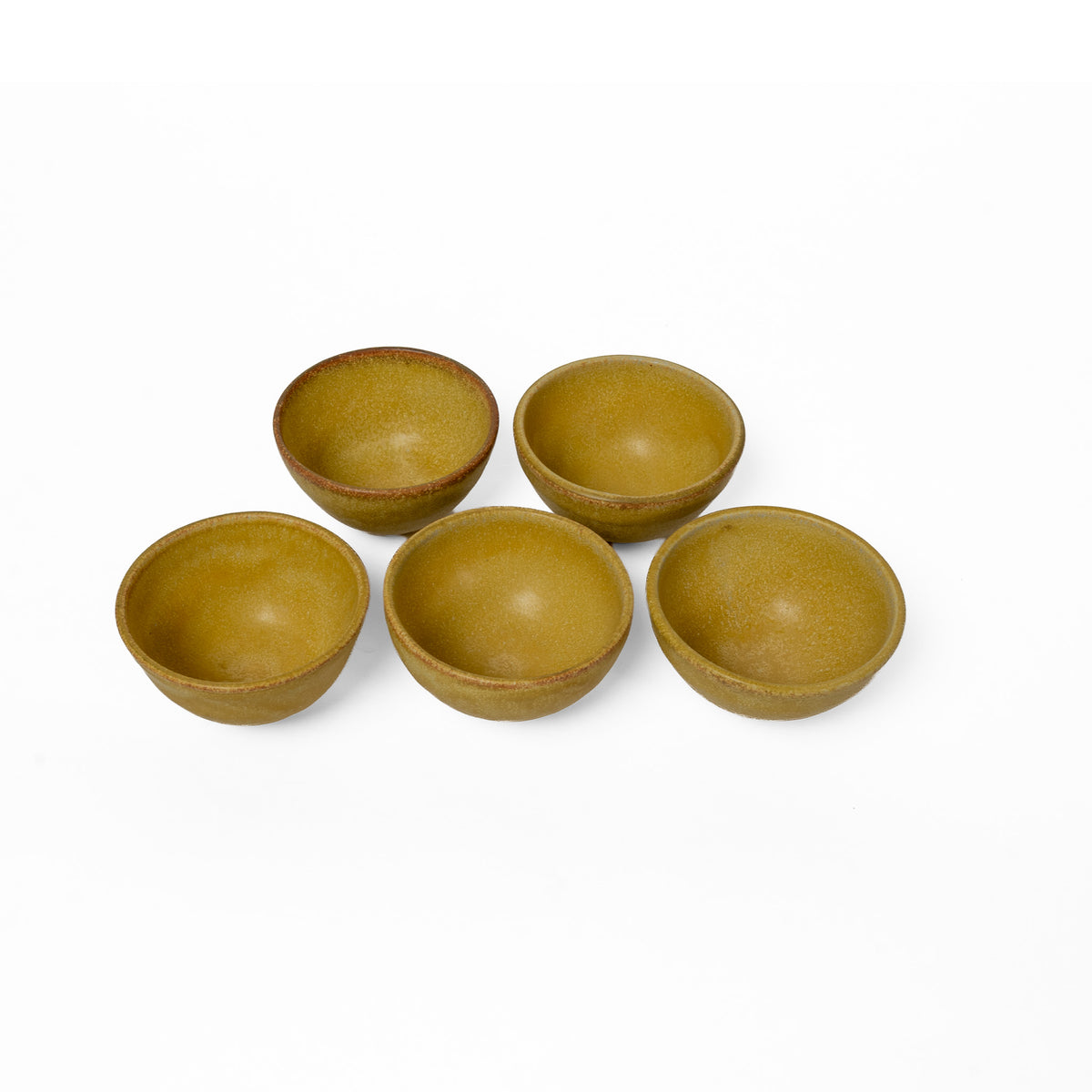 Set of five small tea bowls in Golden Petal Finish