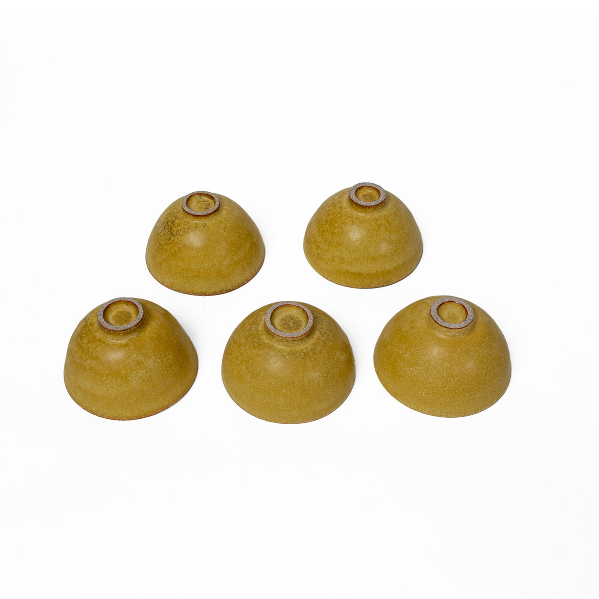 Set of five small tea bowls in Golden Petal Finish