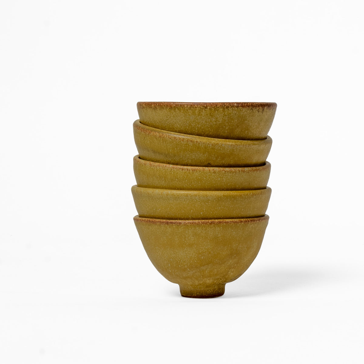 Set of five small tea bowls in Golden Petal Finish