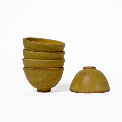 Set of five small tea bowls in Golden Petal Finish