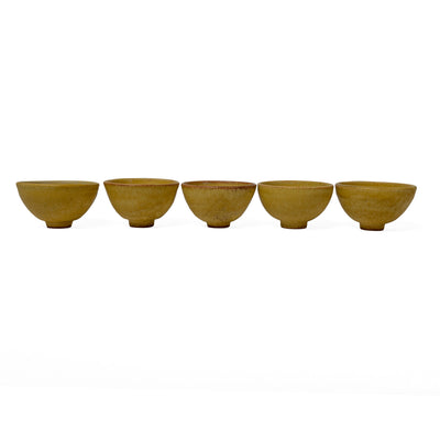 Set of five small tea bowls in Golden Petal Finish