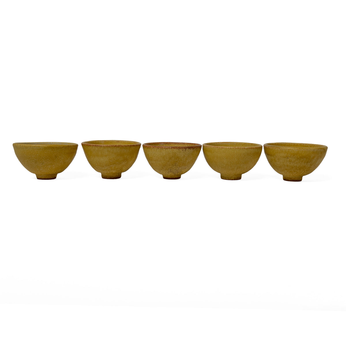 Set of five small tea bowls in Golden Petal Finish